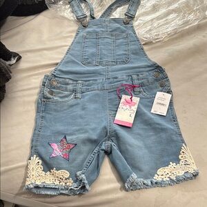 Vigoss Blue Denim Kids Romper with Lace Trim
